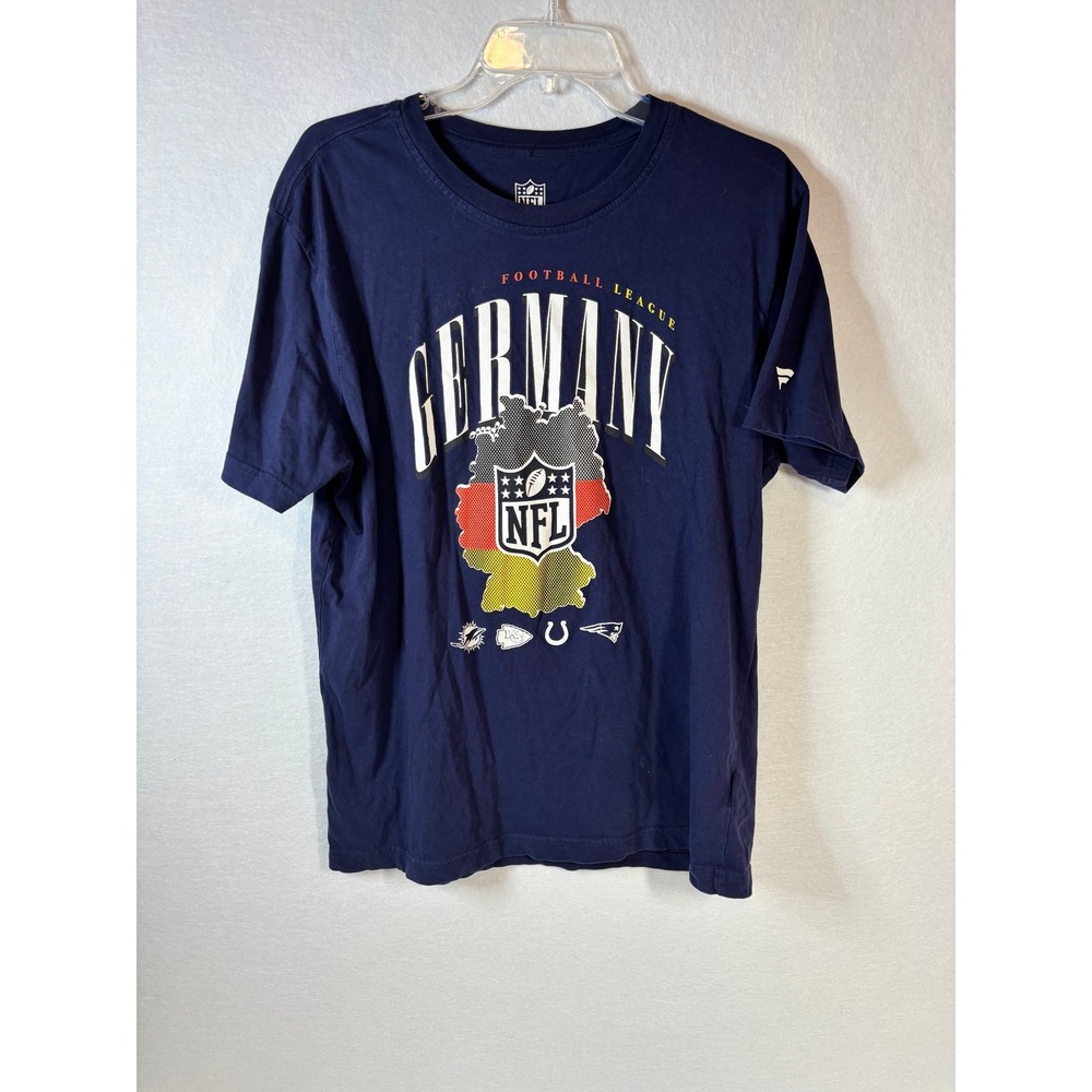 NFL Germany Game Fanatics Navy Blue Graphic T-Shirt Mens Large Dolphins Chiefs